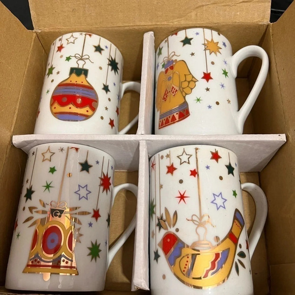 Vintage 1990s Maxwell William Christmas Trimmings mug set‎ with  box - Picture 1 of 2